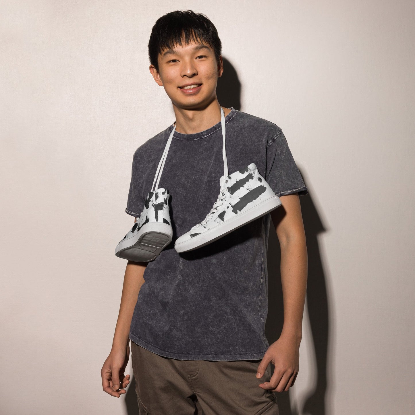 White High Top Shoes Men's- Barrier Strokes