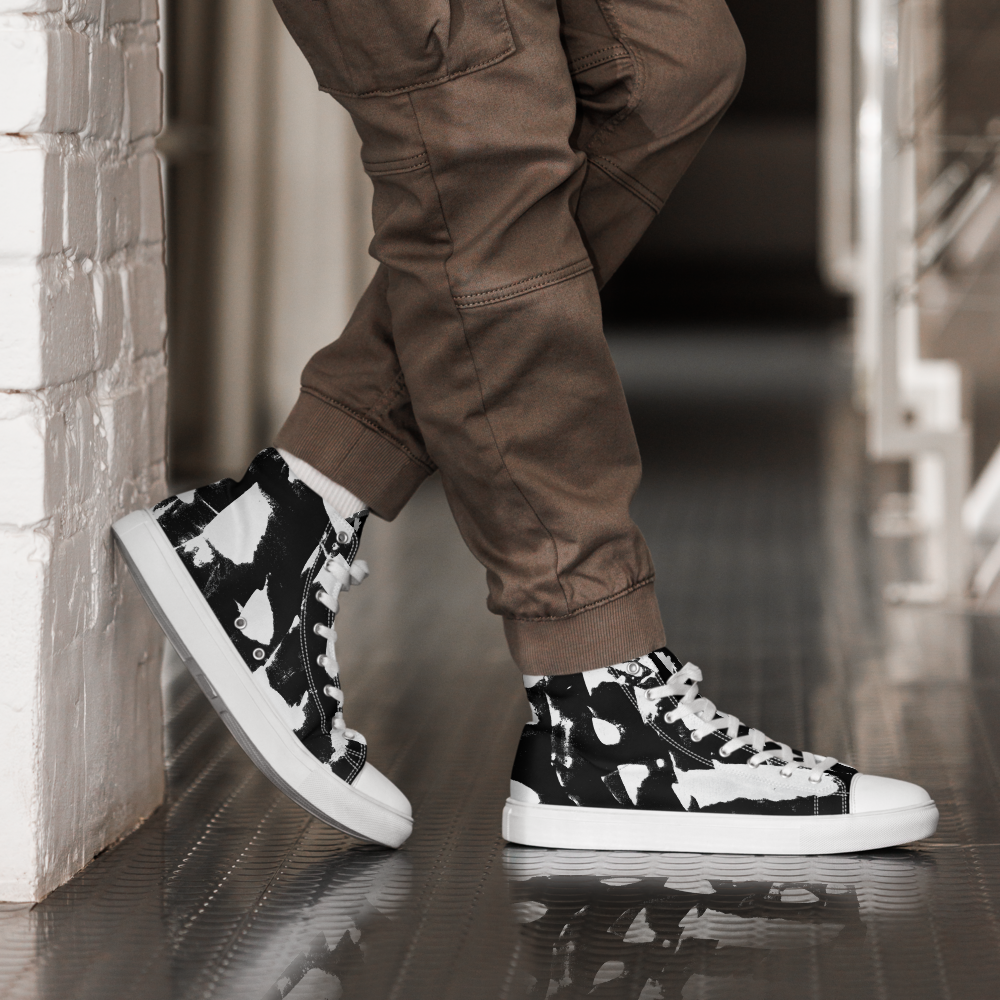 Black High Top Shoes Men's- Barrier Strokes