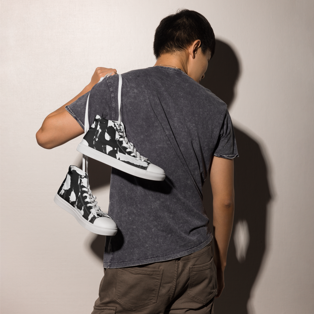 Black High Top Shoes Men's- Barrier Strokes